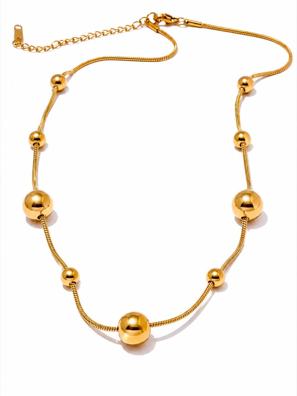 Polished Gold Bead Necklace - Picture 4 of 6